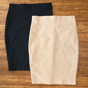 2 Bandage Pencil Skirts (Nude & Black) Size L